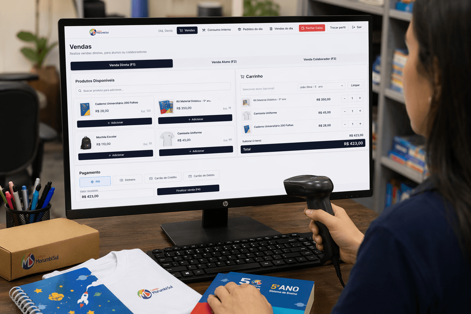 Tela do PDV Volnix com a mesma base de estoque da loja online